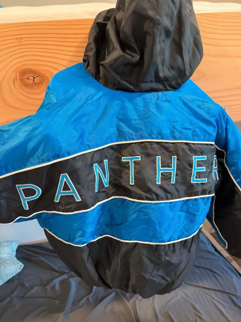 KIDS Vintage NFL Carolina Panthers Reversible Full-Zip Winter Puffer Jacket